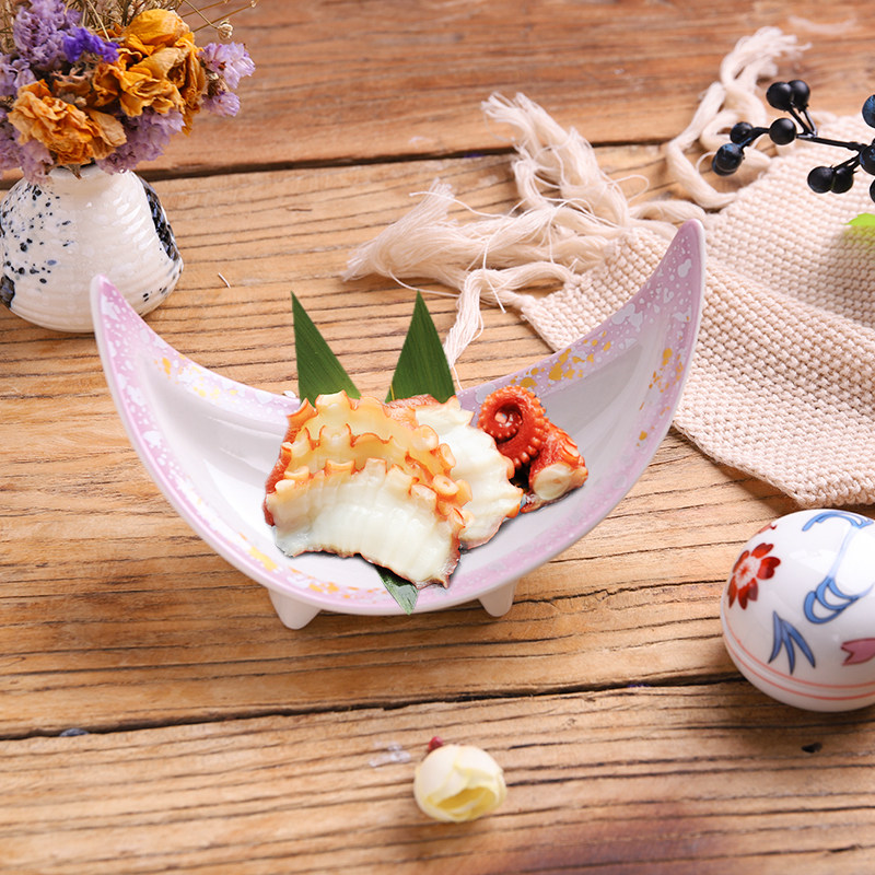 Day Material Cutlery Day Style Ceramic Creative Individuality Crescent Irregular Small Dish Small Portions Sashimi Body Dish Hotel Cutlery