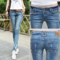 2018 new denim pants womens ultra-low-rise jeans slim classic style tight low-rise hip