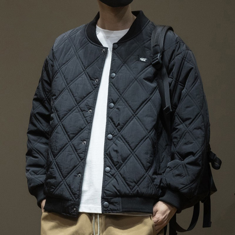 2026 Autumn and Winter New Quilted Baseball Collar Cotton Jacket for Men, Loose Vintage Jacket, Thin Short Coat