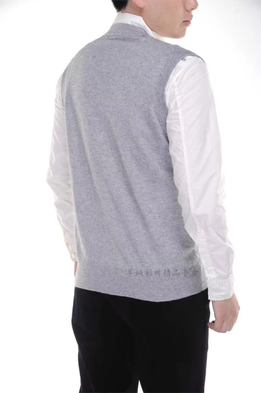 Áo len nam mùa thu và mùa đông mỏng phần trung niên và người già áo len kích thước lớn cashmere áo vest ông già áo len mùa xuân và mùa thu - Áo len cổ tròn