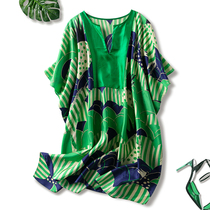 Lukewarm Wind Butterfly Sleeves Foreign Trade Heavy Lbs Real Silk Dress Womens Summer Twill Silk Extremely Simple Loose Mulberry Silk Dresses