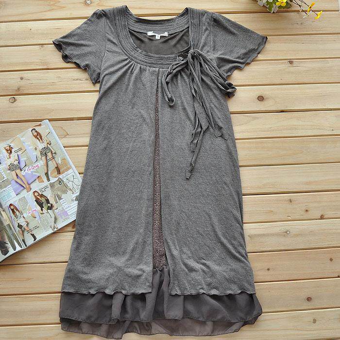 Q Foreign Trade Single Size Woman Clothing Soft Double - layer Lotus Short - sleeved Dress Clear MM Clear