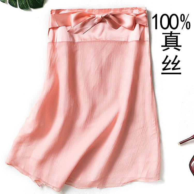 Satin Dress Foreign Trade Summer Dress New High Waist Display Slim Mulberry Silk Genuine Silk Short Skirt Woman Snowspun Skirt A