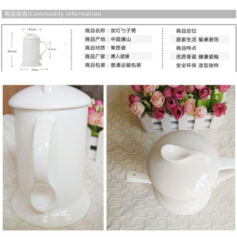 Bone Porcelain Home Round Spoon Barrel Nursery Special Hotel Spoon Rack Pure Color Soup Spoon Cylinder Foreign Trade Creative New Products Drain