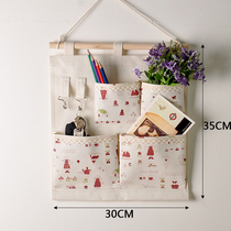 Cotton linen fabric storage bag wall-mounted storage bag storage with adhesive hook waterproof dot finishing bag