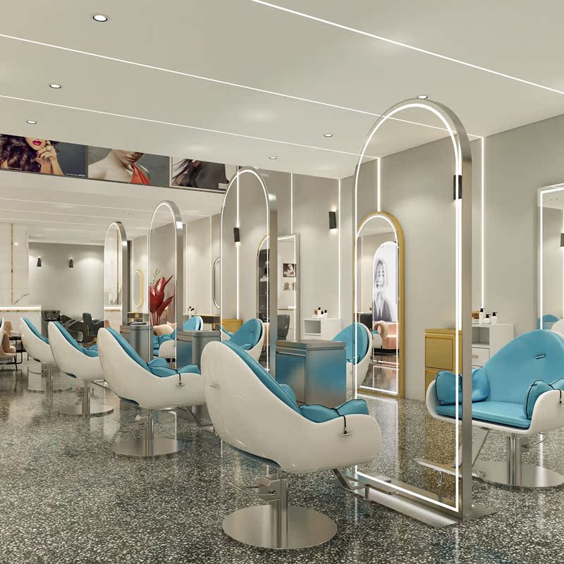 Hair salon hair mirror Double-sided single-sided floor mirror with light LED hair mirror Hair cut mirror Makeup mirror Hair cut mirror