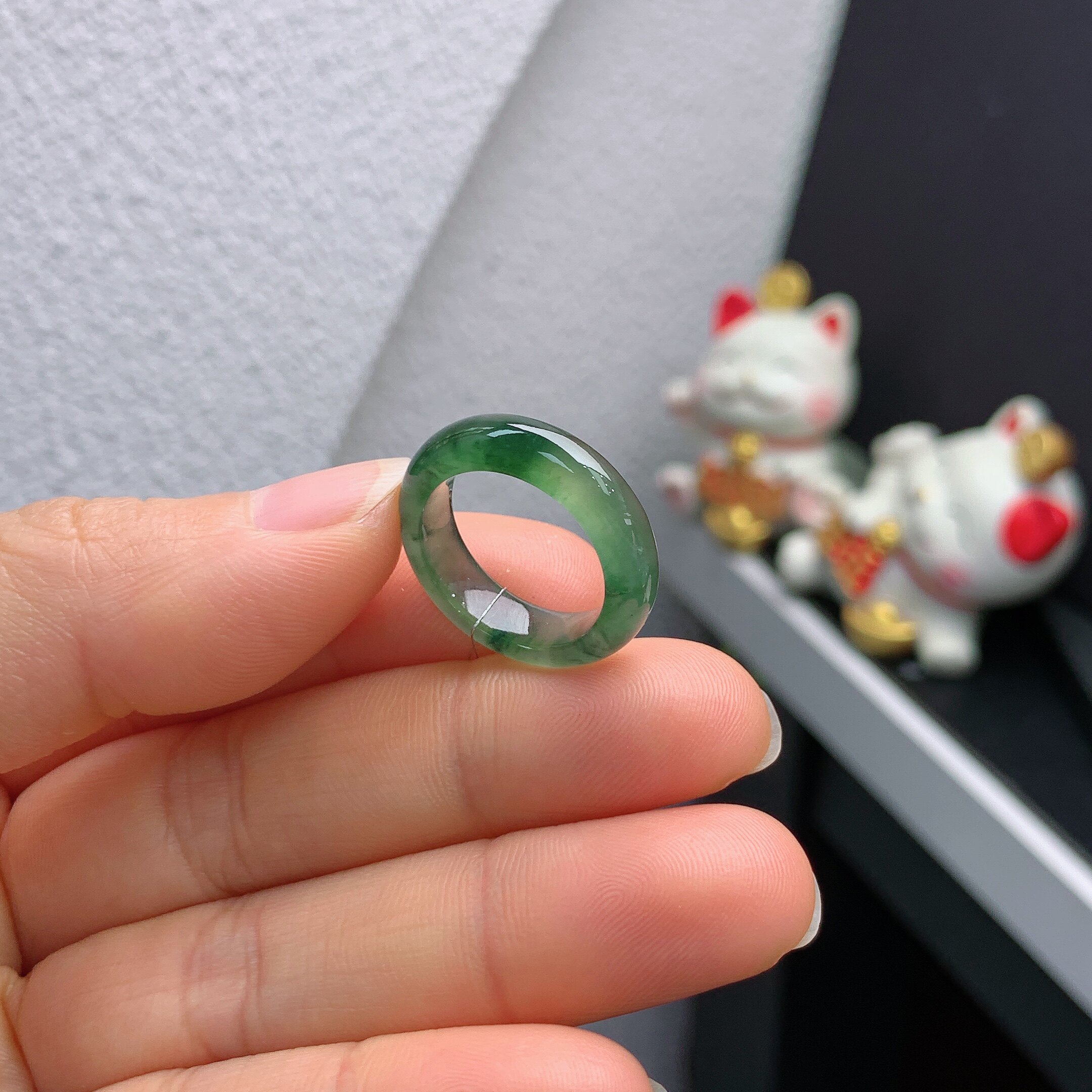 11-circle Burmese natural jade A-grade ice-colored ring 227#