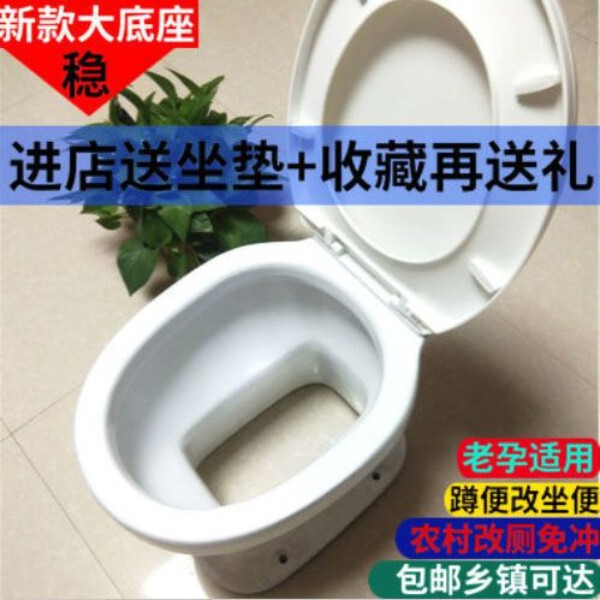 Rural Toilet Change Toilet, Squatting Toilet Change, Squatting Pit Modification, Straight-Through Flush-Free Ceramic Dry Toilet for the Elderly