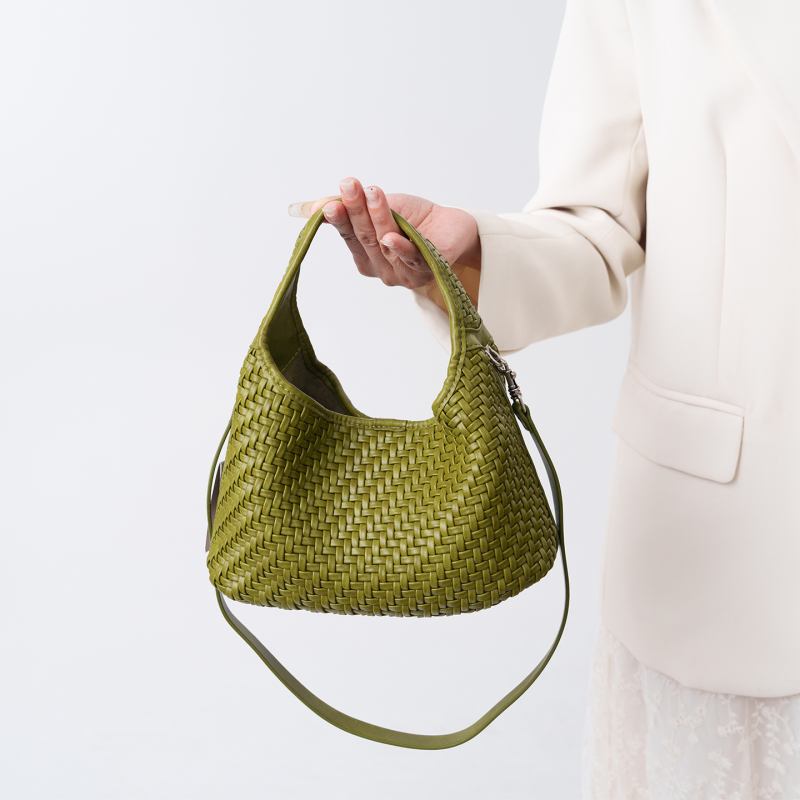Celine Vis Fashion Handbag Woven Tote Bag for Women 2026 New Stylish Niche Green Shoulder Crossbody Bag Trendy