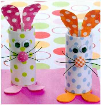 Toddler paper cylinder handmade small animal rabbit waste using handmade elementary school children handmade material finished product