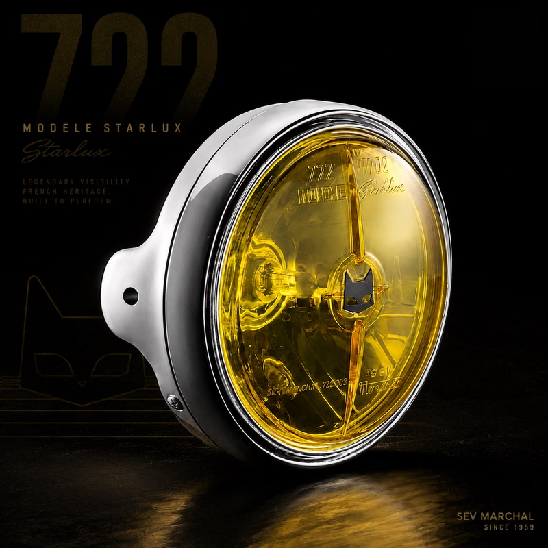 Sev Marchal722 7inch Cat Light Retro Round Light H4 Halogen Motorcycle Headlight Cm300