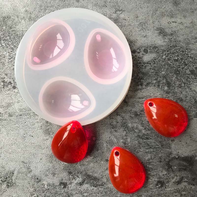 Khẩu độ đá quý với một lỗ trong nước ab pha lê Epoxy tự làm mặt dây chuyền silicone khuôn gương đầy đủ khuôn bánh trung thu