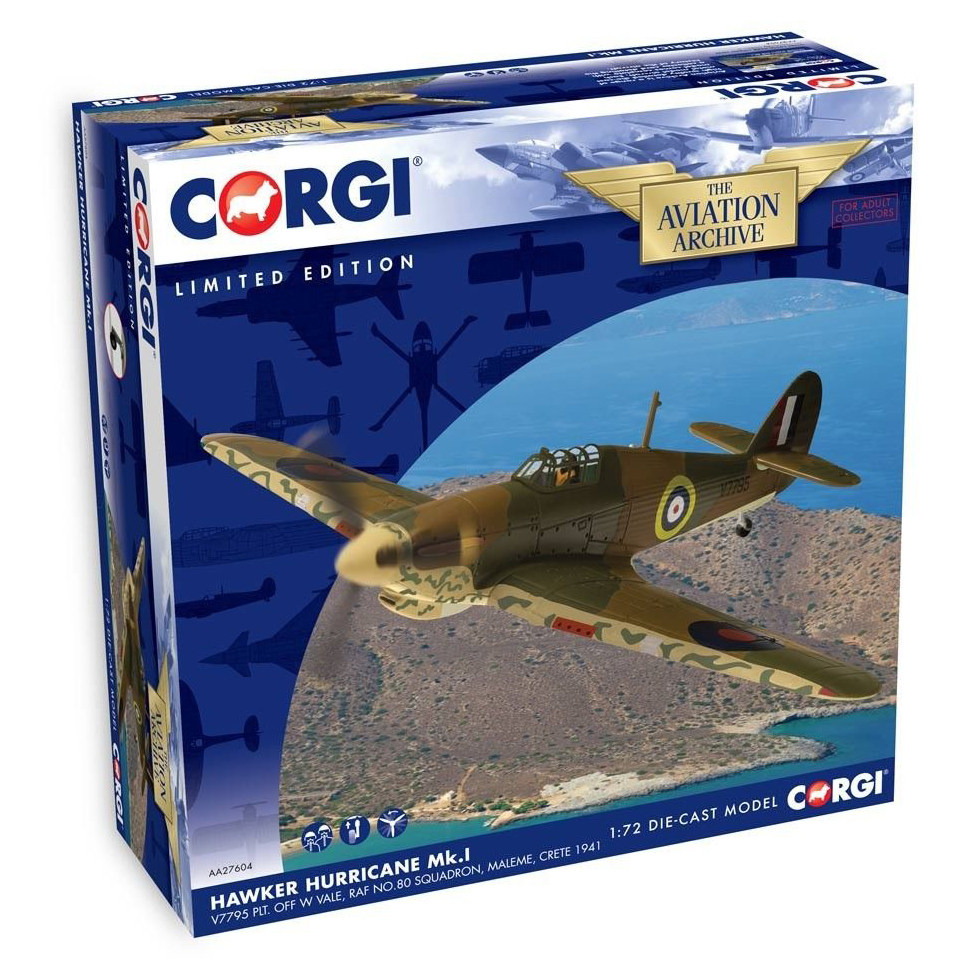 Corgi Dog Tsai AA27604 1 72 Hawk Hurricane Mk I UK Royal Air Force Crete 1941