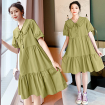 Pregnant Woman Summer Dress Blouse Spring Summer Pregnant Woman Skirt Han Edition New Fashion Doll Collar Loose Temperament Sweaters Dress