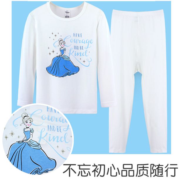 Disney quầy đồ lót trẻ em bộ bé gái công chúa mùa xuân và mùa thu quần đầy đủ áo len cotton ba khẩu đồ lót - Quần áo lót bộ đồ cotton cho bé trai
