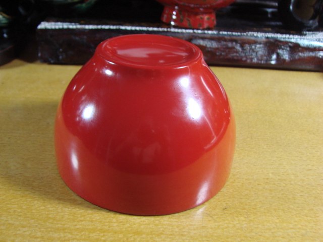 Japan-style Red Fu Wood Tire Vegetarian Painted Lacquered Ware Bowl diameter 110mm * 70mm Clear stock