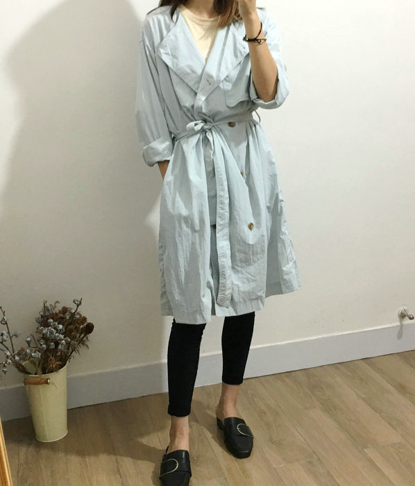 Áo khoác lửng ống rộng tay dài hai màu áo ấm trung niên