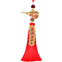Five Emperors Coin brass gourd pendant door to door 2024 national trend new cinnabar car hanging ornaments