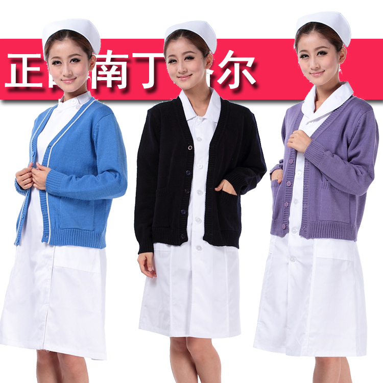 Nightingale nurse sweater jacket blue V-collar plus thick autumn and winter knife sweater medical sweater