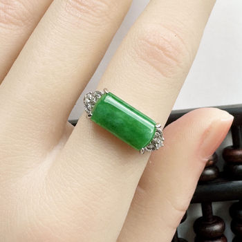 Yang green saddle ring jade ring myanmar natural genuine