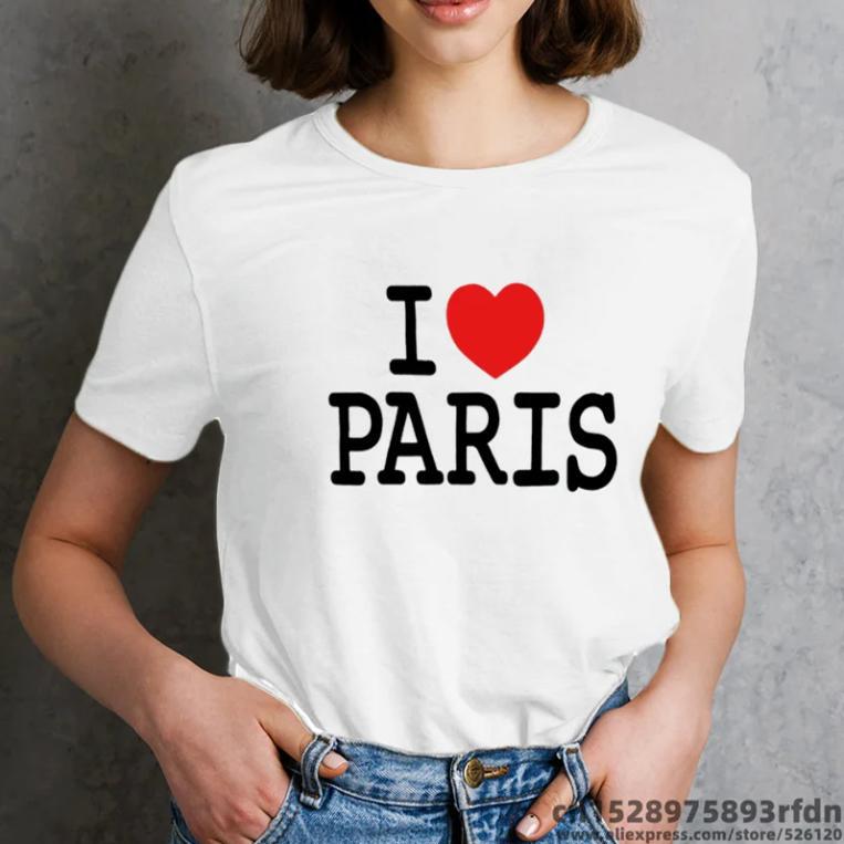 I Love Paris T-Shirt New Women's T-Shirt Simple Letter Print I Love Paris Short-Sleeved T-Shirt I Love Paris T-Shirt New Women's T-Shirt Simple Letter Print I Love Paris Short-Sleeved T-Shirt