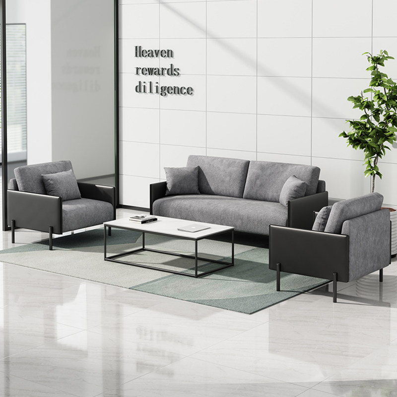 Office sofa simple modern reception three-person business meeting leisure office sofa coffee table combination set