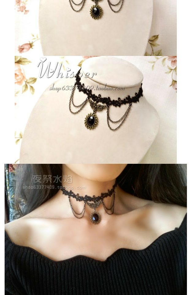 "Elam Shadow" Châu Âu gothic gothic Retro Fringe Sexy tính khí gốc Đen Vòng chân ren lắc chân nữ