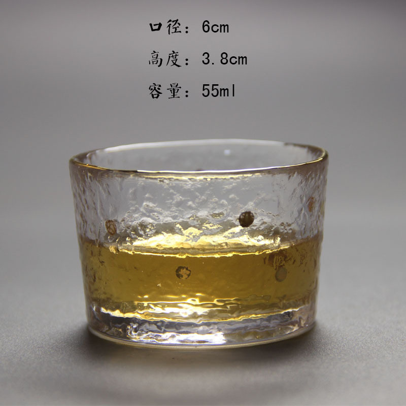 Day-style hammered wine tasting cup transparent glass small tea cup sketching cup personal single cup Kung fu tea with small mouth cup