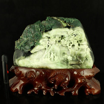 One Price Natural Nanyang Dushan Jade precision carving 9 5kg heavy pendulum boating boating landscape delivery certificate