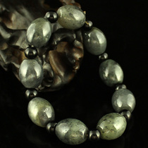 One price natural Xinjiang Hetian Jade blue and white jade oval bead bracelet 