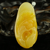 One price natural Yunnan Huanglong Jade flowers and birds seiko carved pendant 
