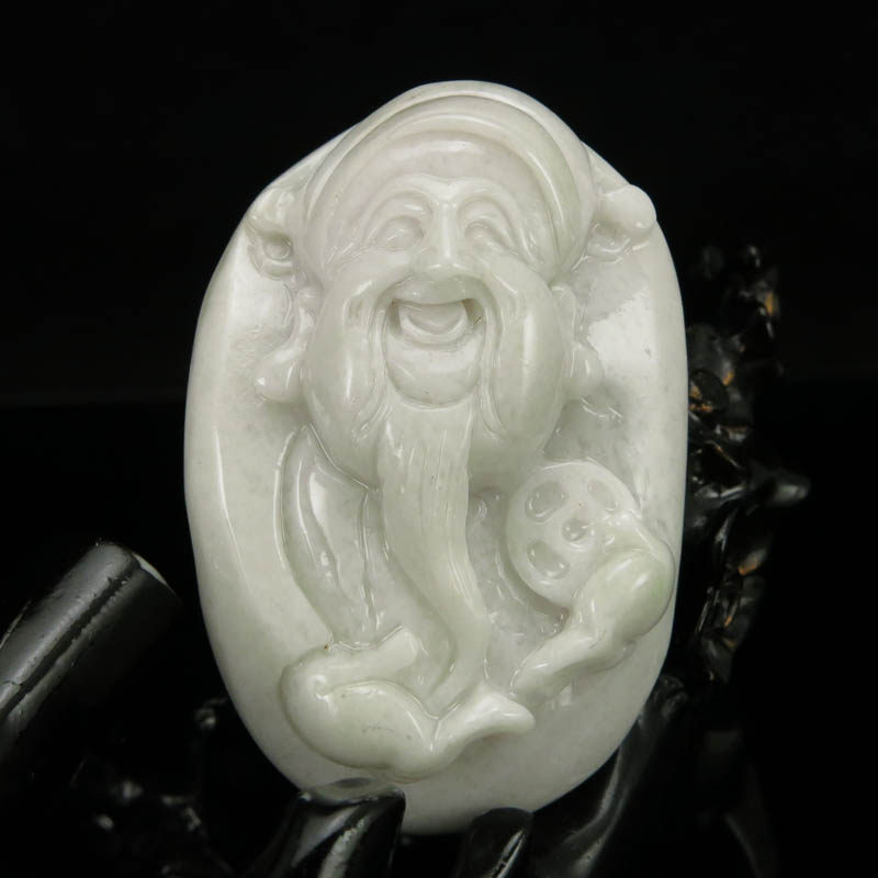 Xinjiang Nanyang Dushan jade Seiko carving to send a piece of wealth to the god of wealth