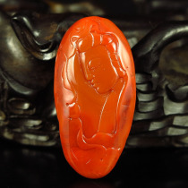 One price natural South Red Agate Seiko carved pendant pendant Guanyin 