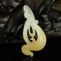 A price of natural Xinjiang and Tian jade finely carved pendant jade orchid 