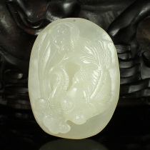 One price Xinjiang Hetian jade seed material carved pendant pendant full of gold and jade  