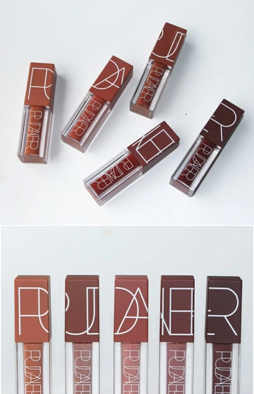 Pudaier lip glaze set màu mờ bí ngô ăn màu đất gạch đỏ son môi lỏng màu nhung bền màu không thấm nước - Son bóng / Liquid Rouge