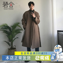 Ex-gratia mens clothing East gate Korean version of the long style Loose Lace Wool Coat Personality Temperament The trendsetters Personality Temperament