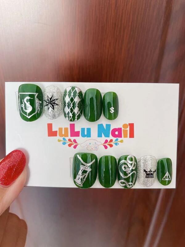 Harry Potter Wearable Nail Art Slytherin Snake House Concept Nail Art