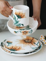Qingcang Special Hand -Painted Sunflower Ceramic Disk Sweet Swiet