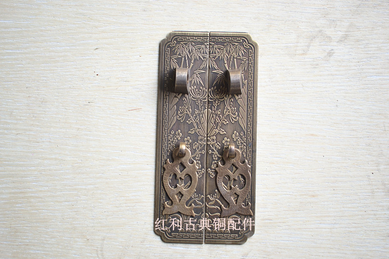 (Bonus Classical Copper Accessories) Antique Pure Copper Furniture Accessories Wardrobe Bookcase Straight Handle 15cm