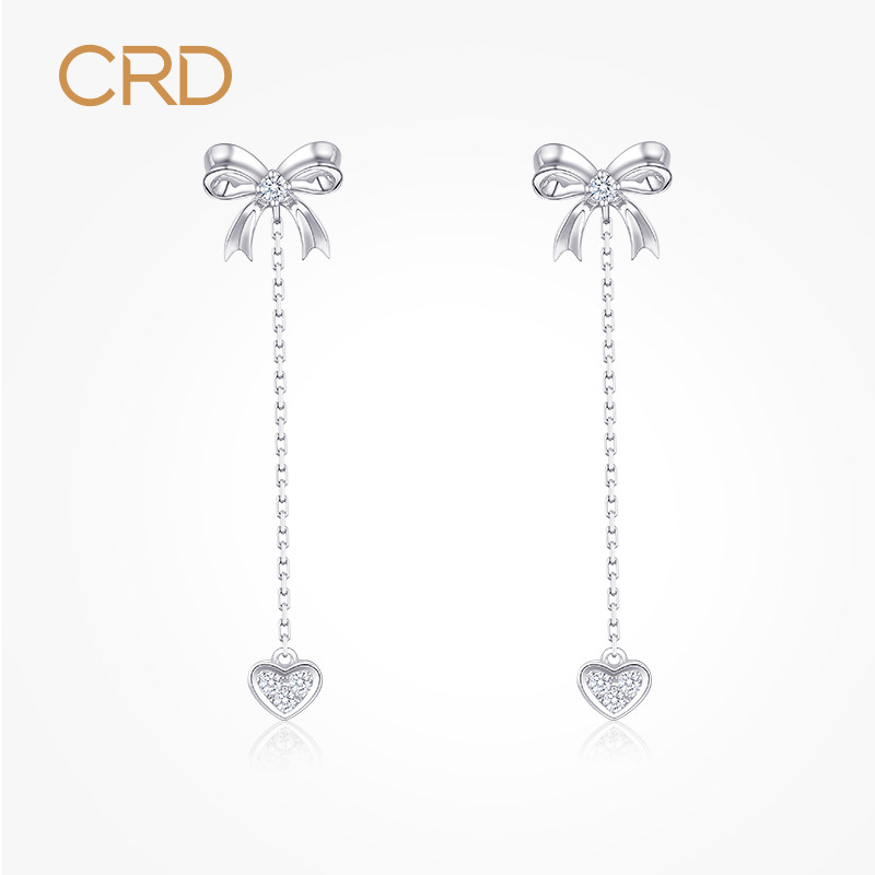 CRD Ktoux Platinum Diamond Earnail Female Real Diamond Butterfly Knot Ear Necklace with Courtesy Ear Pendant