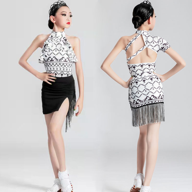 Young children Latin dance practice Professional Dew back new flow Su Women's dance standard training performance sleeveless summer
