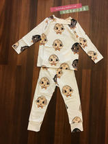 ins exploits children European and American wind all-cotton human head printed long sleeves T-shirt long pants