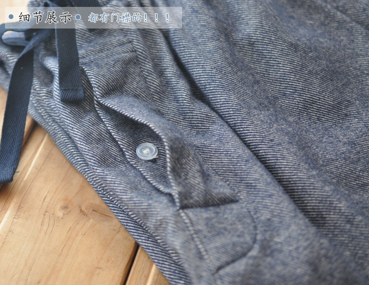 Thêm vải flannel dày cotton twill sanded sọc nam đồ ngủ mùa thu và mùa đông nhà có kích thước lớn quần lót nam