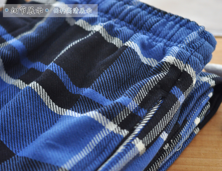 Thêm vải flannel dày cotton twill sanded sọc nam đồ ngủ mùa thu và mùa đông nhà có kích thước lớn quần lót nam
