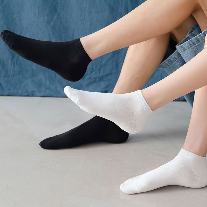 Women's Short Socks, Cotton, Breathable, Unisex, Suitable for Spring, Summer, Autumn, and Winter, Low-Cut Socks, Shallow Black and White No-Show Socks, Military Training