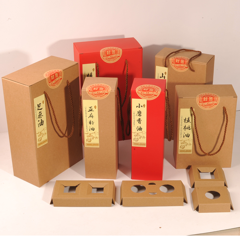 Camellia oil kraft paper box walnut oil packaging box rapeseed oil 500ML small grinding sesame oil 2 catties 750ML gift box