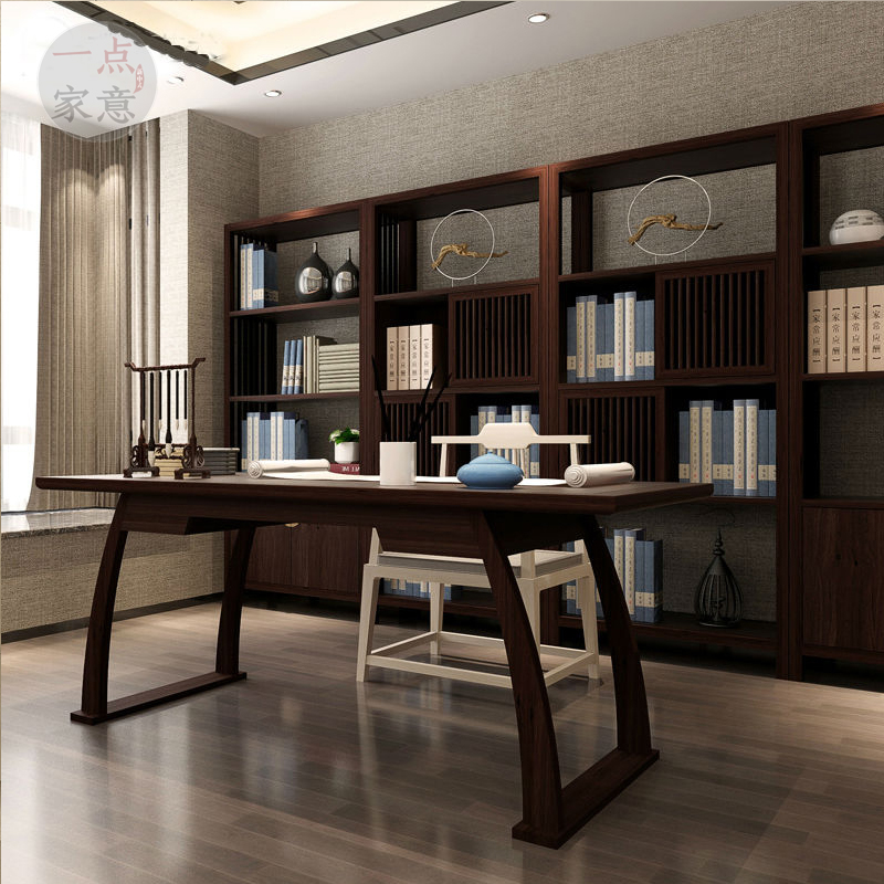 Modern Chinese office desk and chair combination club hotel office desk painting case Zen study desk customization