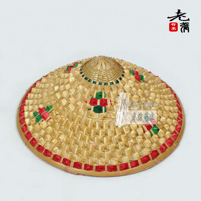 Bamboo woven cool hat Bucket hat Bamboo pure hand-woven dance props Pineapple hat Fisherman's hat