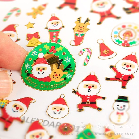 Spot domestic high quality Christmas ultra cute Christmas old man bronzed handbills decorate transparent stickers